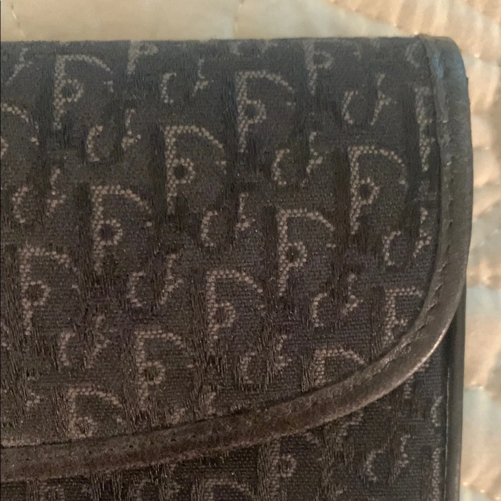 Dior vintage-1990’s Black Monogram continental wallet with Silver Buckle clasp